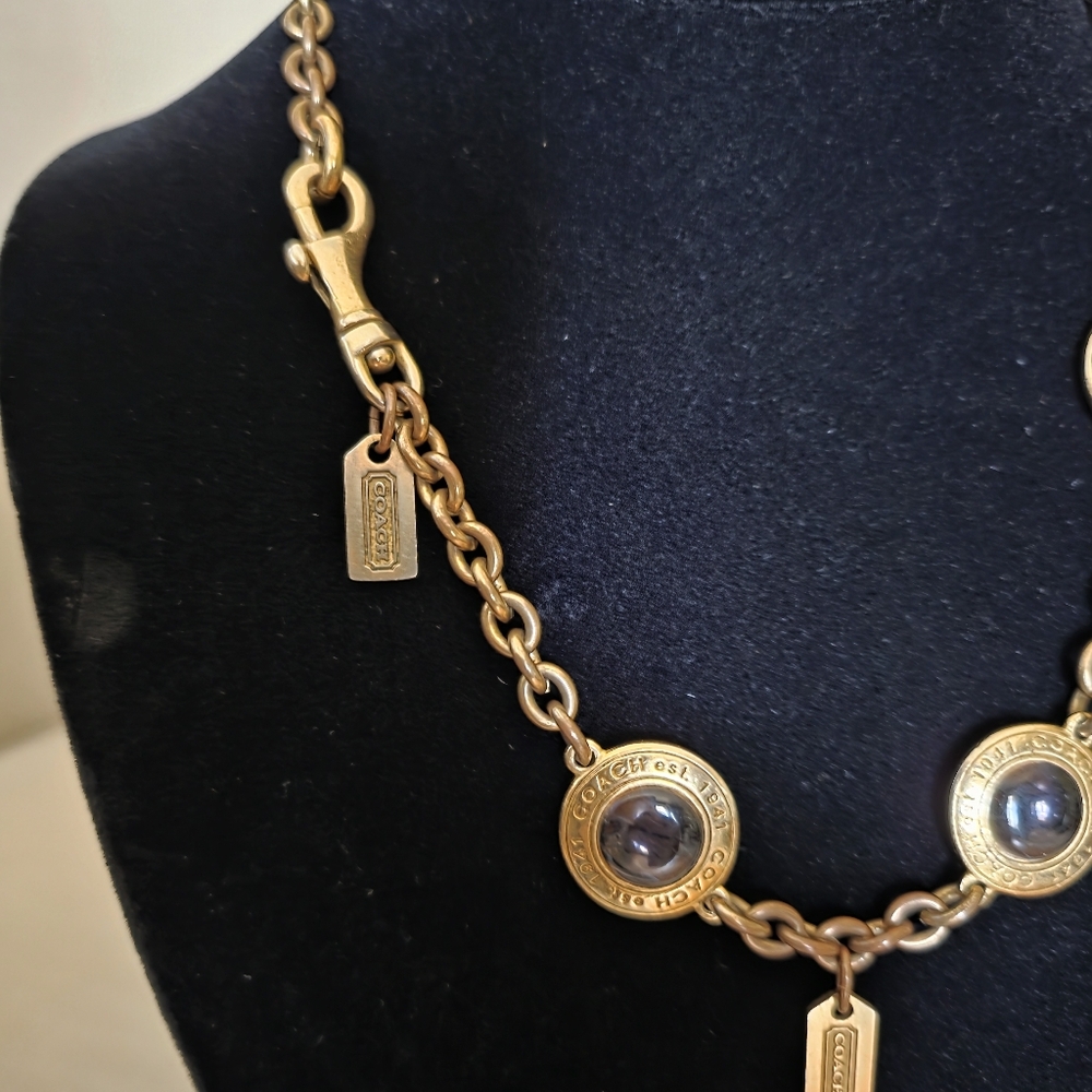 Vintage Rare Coach 1941 Pink Glass Snaphead Cabochon Necklace 🔥 - Picture 6 of 16